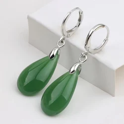 Bestselling Stainless Steel Earrings Grandmother Green Water Drop Pearl Pendant Fashion Girl Accessories Luxury Women's Jewelry