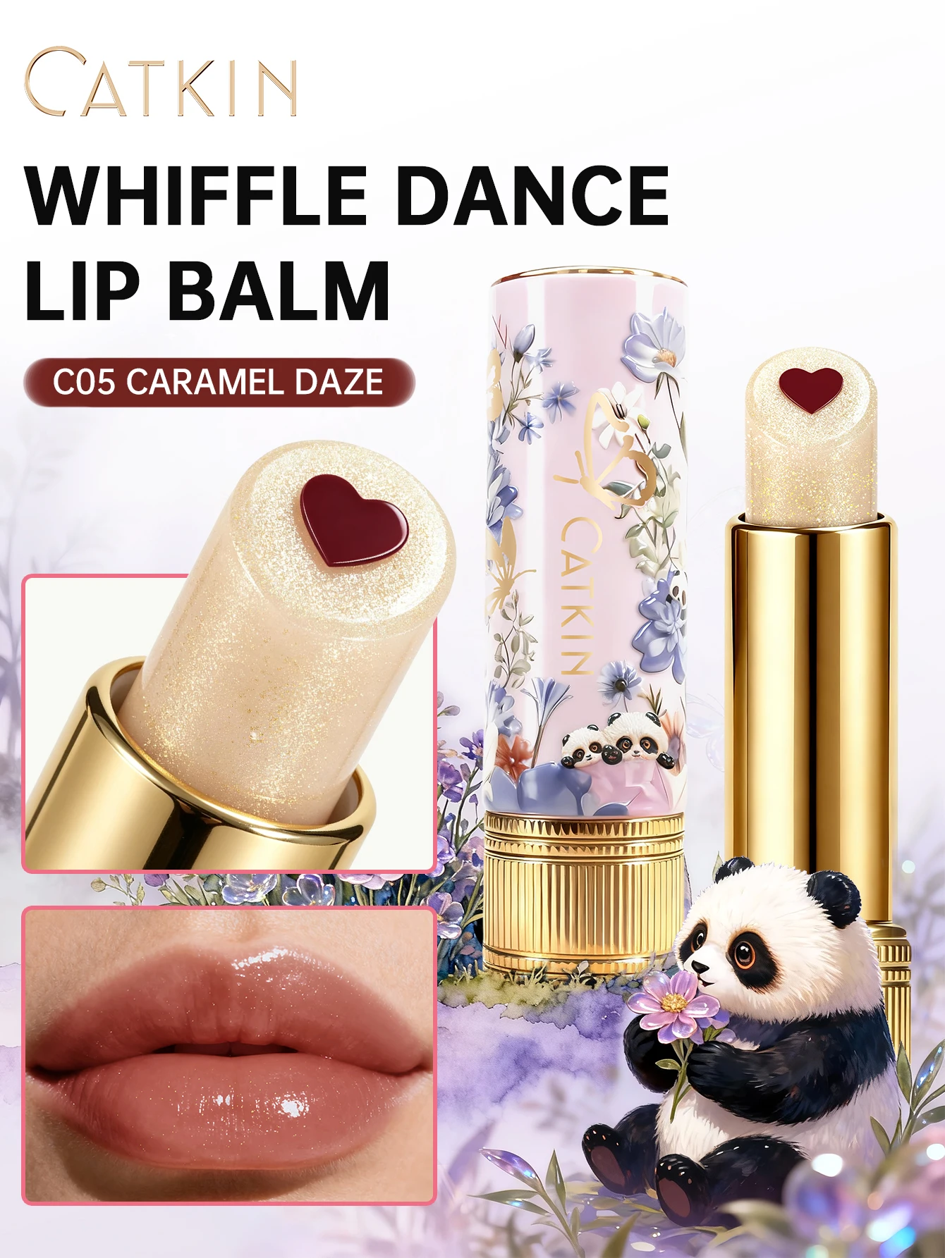 CATKIN Whiffle Dance Tinted Lip Balm Solid Lip Gloss Moisturizing Watery Colored Jelly Love Long-lasting view 2
