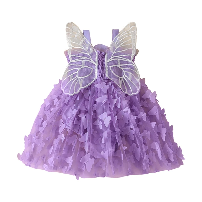 Newborn Toddler Baby Girl Romper Dress Outfit Sleeveless Butterfly Tulle Romper Jumpsuits Tutu Dress Summer Clothes 0-24M