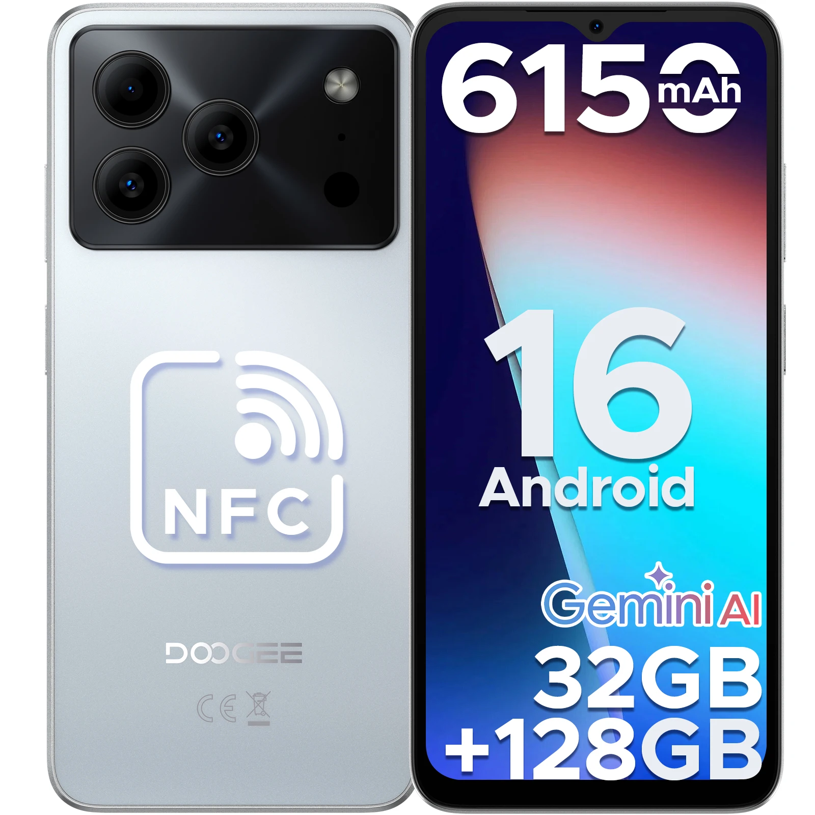 �y�Z�[�����z�O���[�o���� DOOGEE Note56 Pro �X�}�[�g�t�H�� Android 16 32GB+128GB 6150mAh�o�b�e���[ 6.56�C���` 90Hz�X�N���[�� NFC�g�ѓd�b