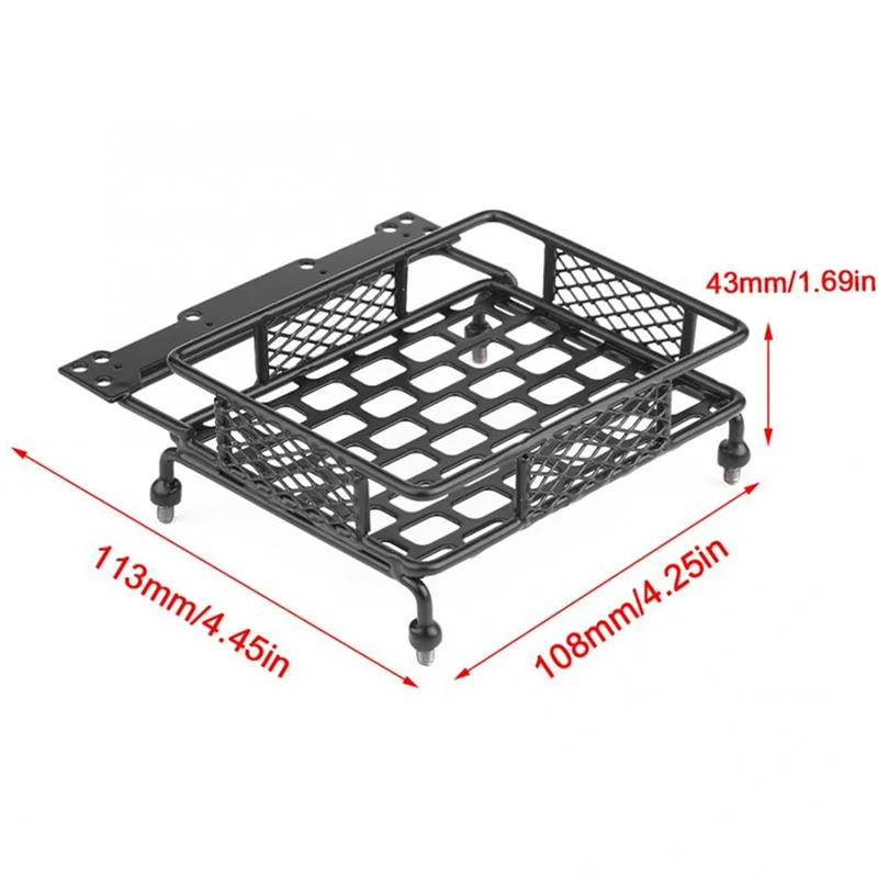 Metal 113X108mm Luggage Carrier Roof Rack for Axial SCX10 Traxxas TRX4 RC4WD D90 Tamiya CC01 1/10 RC Crawler Car