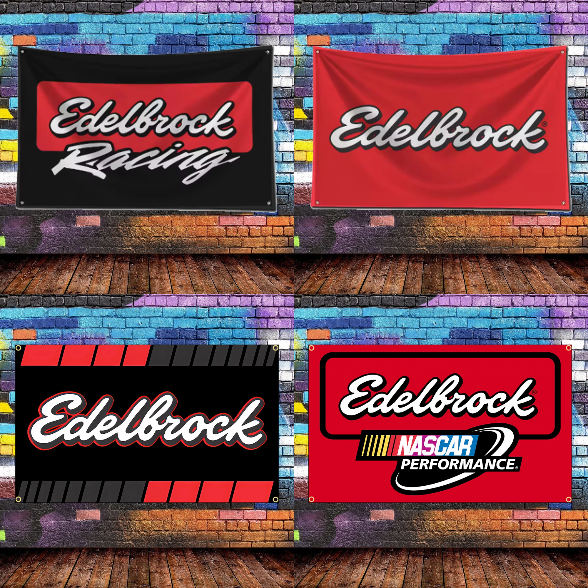 60X90CM 90X150CM Edelbrocks Racing Car Flag Polyester Digital Printing Banner for Garage Wall Art Out Door Decor