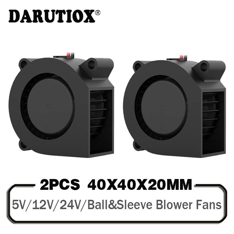 

2PCS 3D Printer Fan 40mm 4020 Turbo Blower 24V 12V 5V Double Ball Sleeve Cooling Fans 40x40x20mm For 3D Printer Cooler