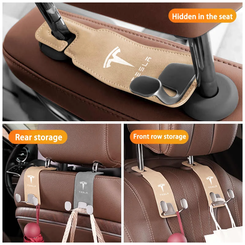

for Tesla Model 3 Y S X Cybertruck Car Back Seat Headrest Hook Backseat Organizer Hanger Auto Seat Hook Hangers