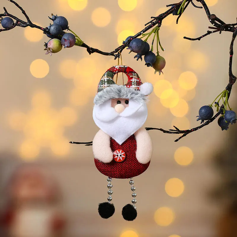 Décorations d'arbre de noël en peluche, jouets suspendus, ensemble d'ornements de noël, décorations de bonhomme de neige, pendentifs suspendus, poupées