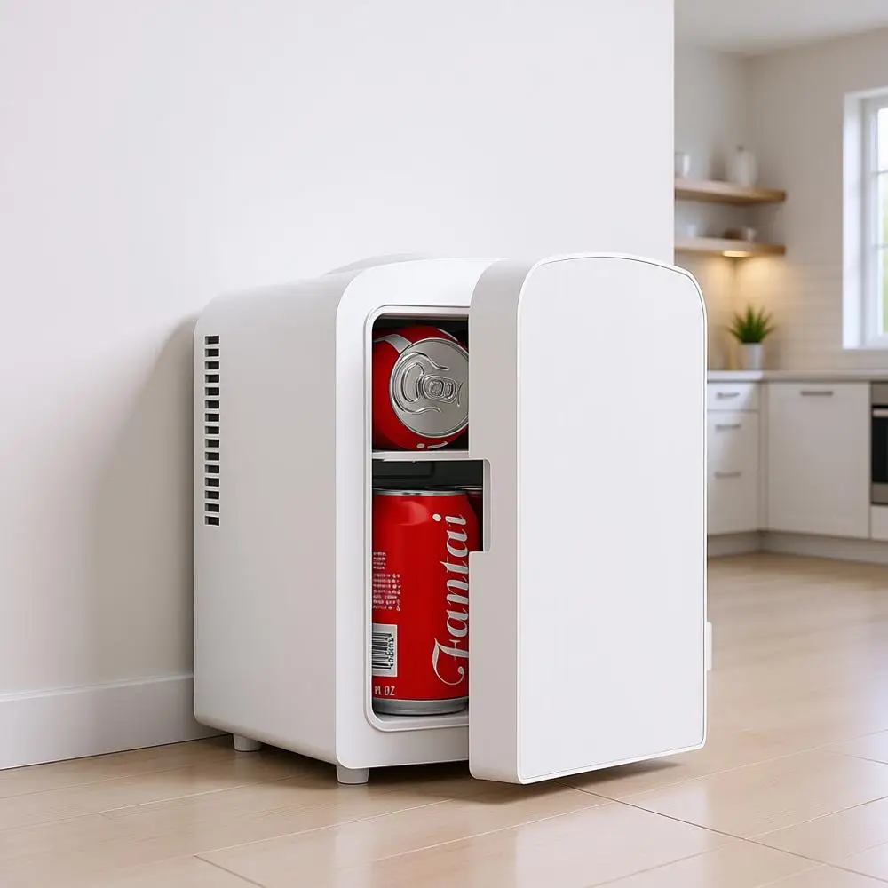 

Портативный компактный холодильник на 4 л, мини-холодильник для косметики, идеально подходит для еды и напитков, подходит для спальни, общежития, автомобиля, офиса, дома.