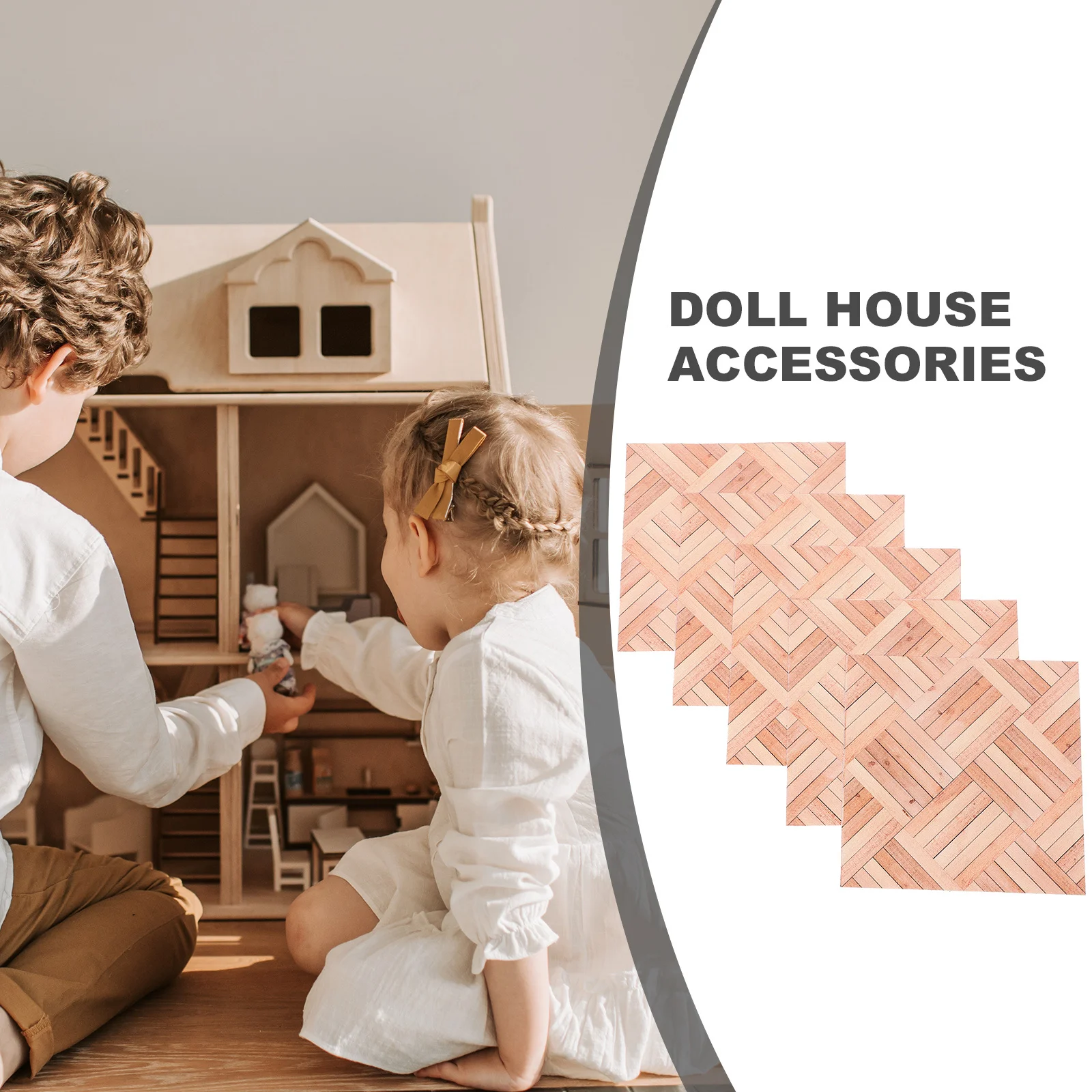 

5pcs Simulation Wood Grain Wallpaper Adhesive Peel Stick Diy For 1:12 Scale Mini Flooring Wall Sticker