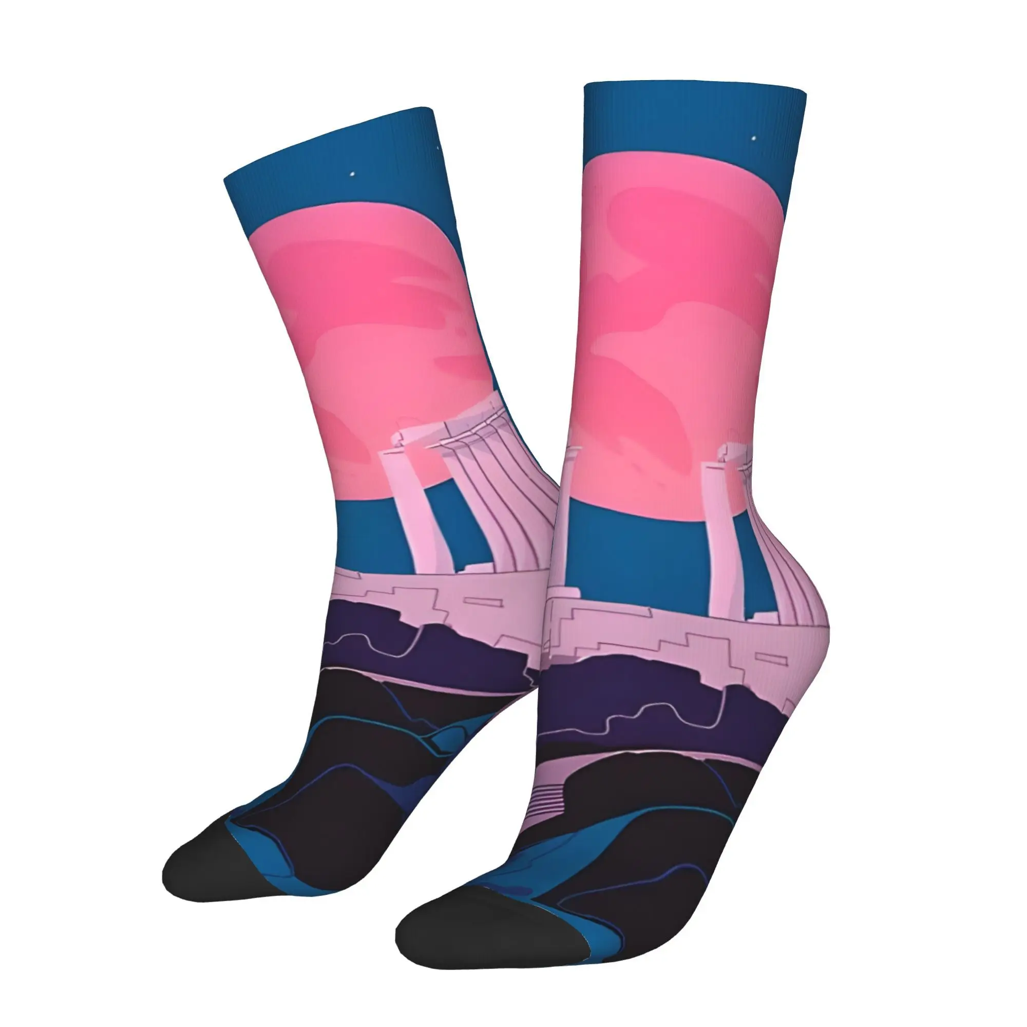 

Funny Happy Sock for Men Temple Of Poseidon At Sounion Hip Hop Pattern Printed Crew Sock Casual Gift