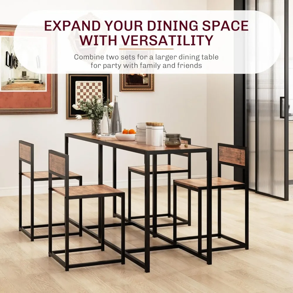 Three-piece Industrial Style Dining Table and Chair Set, Kitchen Dining Table and Chair Set, Small Apartment Dining Room Set