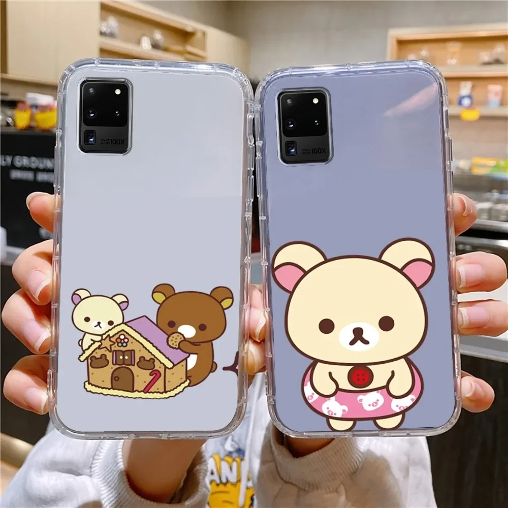 Cute R-Rilakkuma-Bear Phone Case For Samsung Galaxy A52 A12 A51 S21 Edge S22ULTRA S23 S20LITE Plus ultra Transparent Cover