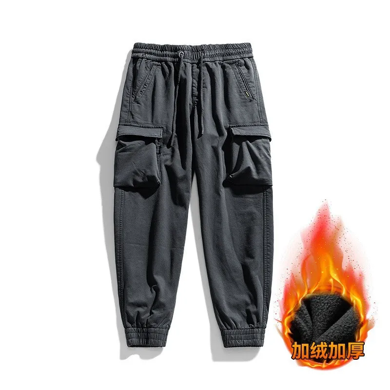 الشتاء الرجال سميكة الصوف البضائع السراويل وظيفية عداء ببطء السراويل عبر الحدود القطن سميكة عارضة السراويل