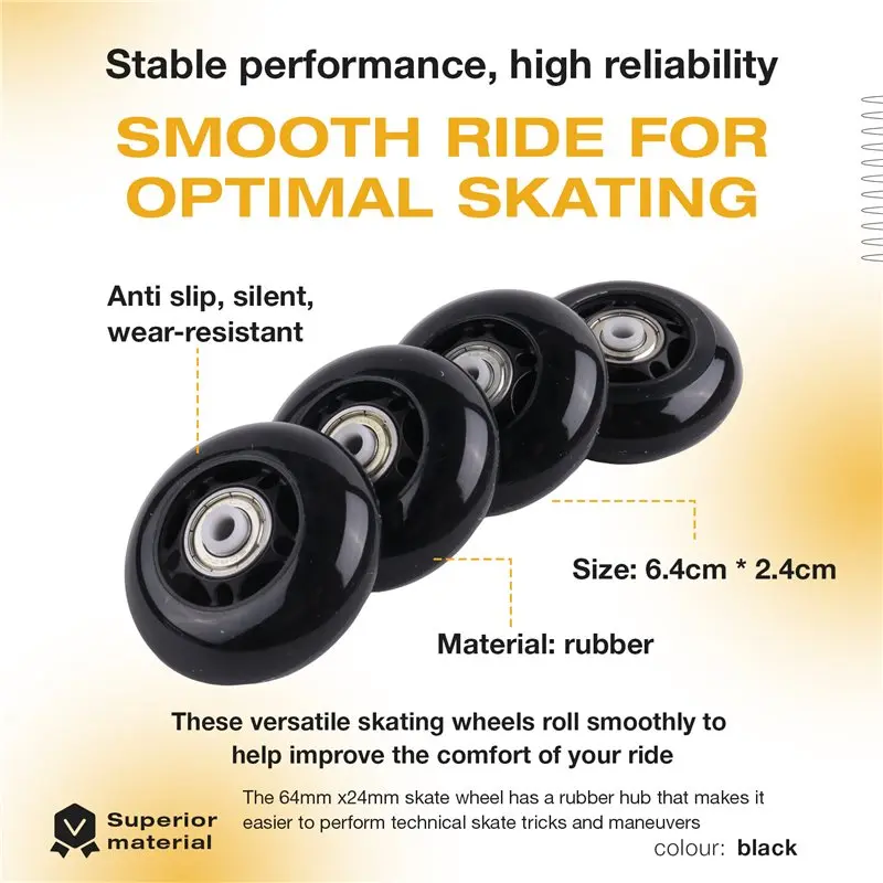 ABVB-4Pcs Roller Skates Rubber Wheels Anti-Skid Mute Wear-Resistant Roller Skates Roller Skate Accessories