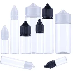 5 uds 10/15/30/60/100/120ml botellas cuentagotas vacías de plástico transparente PET E jugo botella de gota líquida tapa a prueba de niños contenedores de aceite Vape