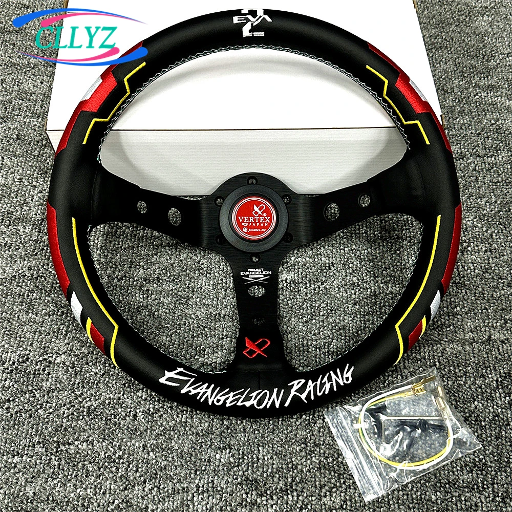 

Universal 12.5inch 320mm JDM VERTEX Racing Steering Wheel Real Leather Embroidery for Karting Sports Car Auto Accessories
