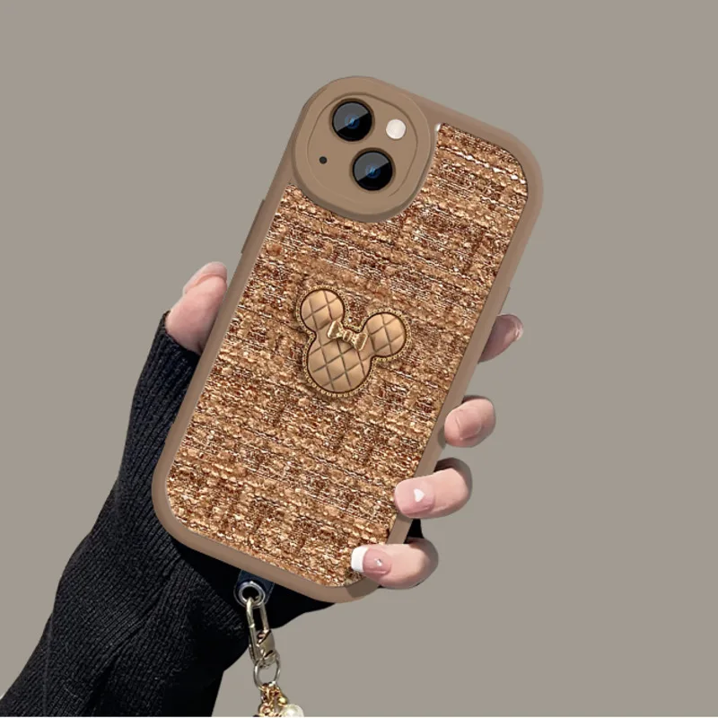 귀여운 3D 만화 패턴 휴대폰 케이스, 아이폰 14 13 12 11 프로 맥스 X XS XR 14 플러스 렌즈 낙하 방지 커버, 진주 끈 체인 포함