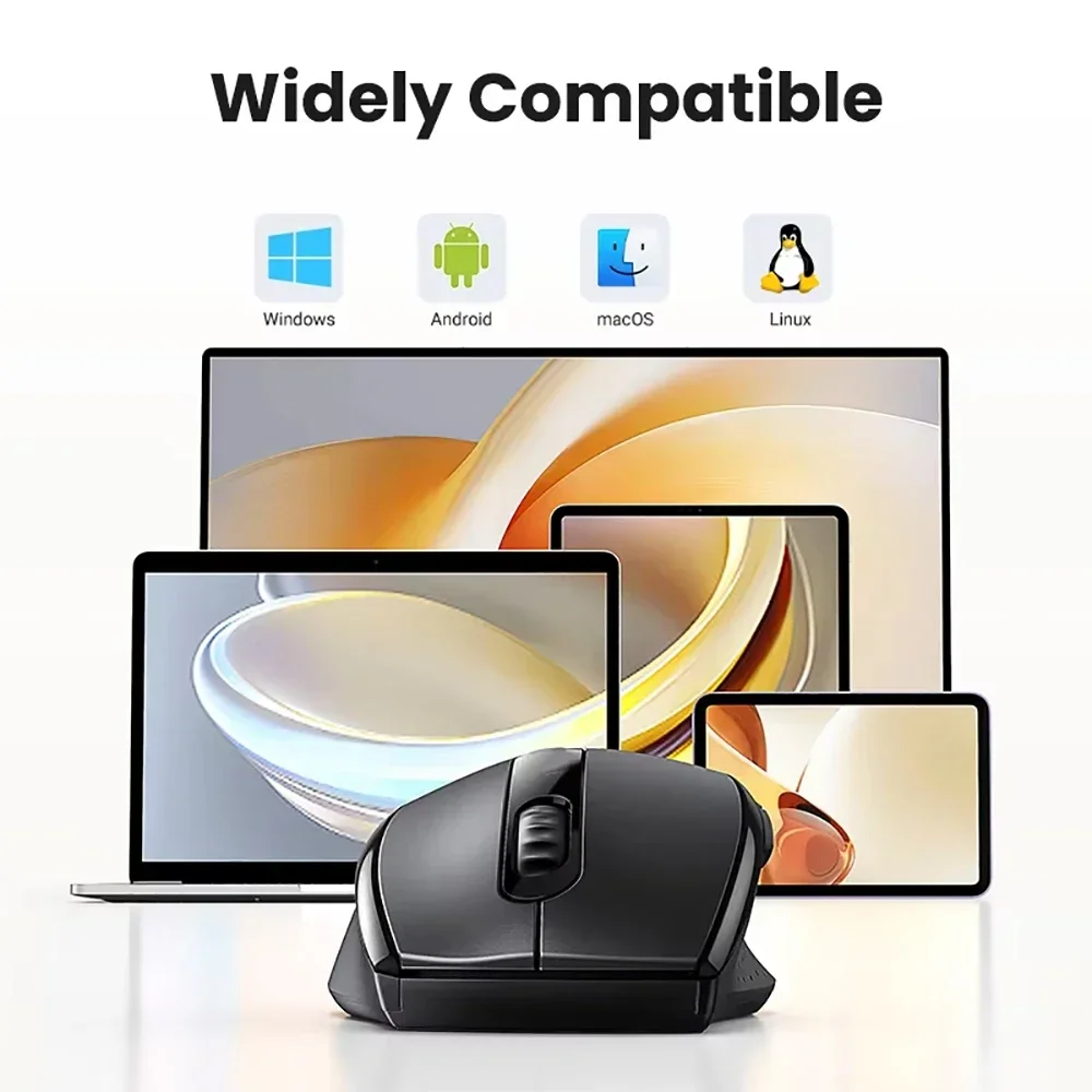 Mouse bluetooth 5.2 de modo duplo, 2.4g, sem fio, 6 teclas, recarregável, para jogos, 1600dpi, mouse óptico para pc, laptop, tablet