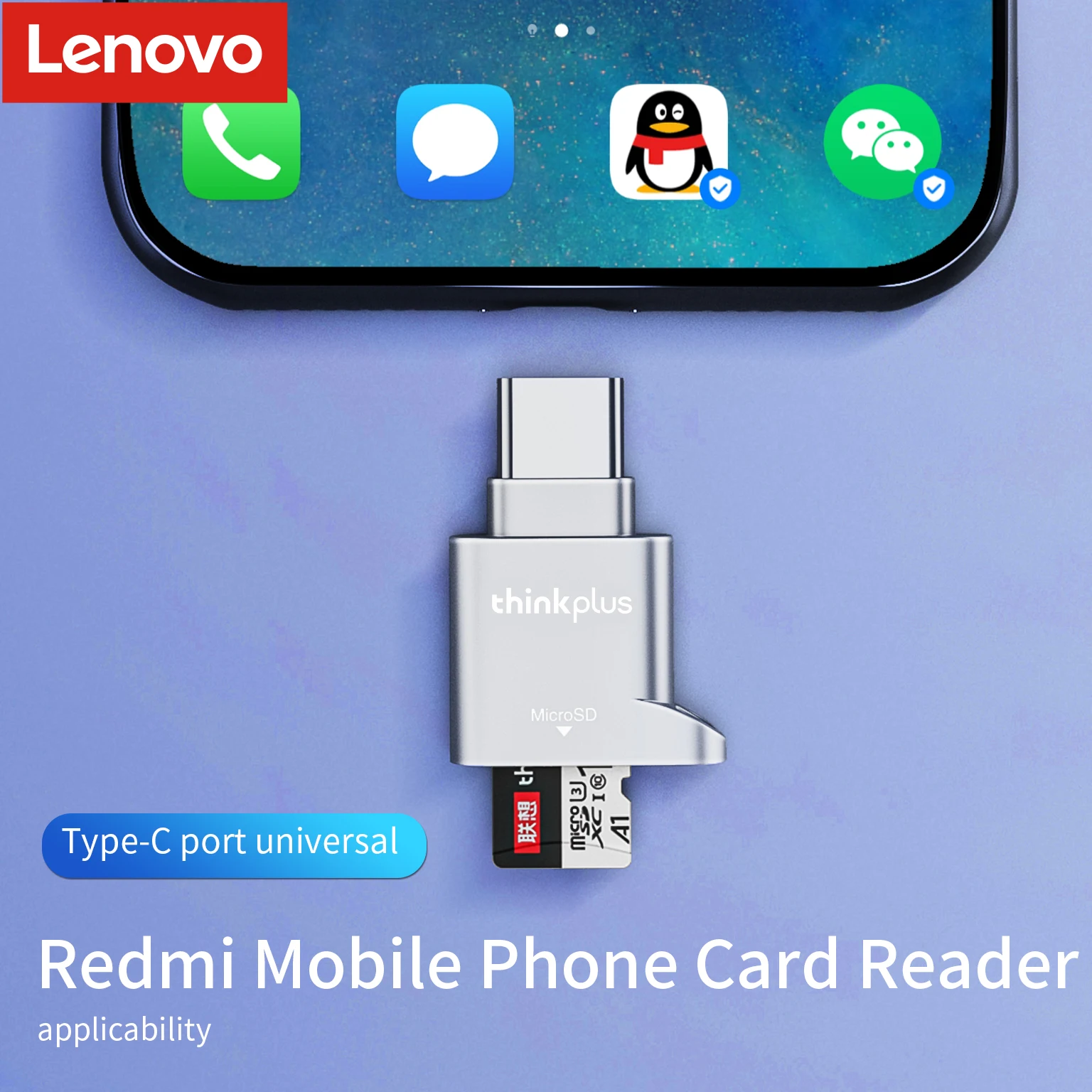 قارئ بطاقة Lenovo micro sd ، قارئ بطاقة ذاكرة tf ، متعدد الوظائف من النوع c إلى محول مايكرو بطاقة sd للكمبيوتر المحمول ، ماك بوك