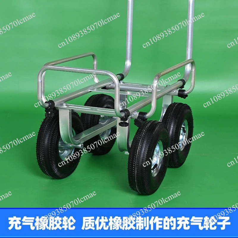 4 Wheel Silent Flat Trolley Multifunctional Aluminum Lightweight Warehouse Logistic Truck With Frame For Pulling Goods Hardware