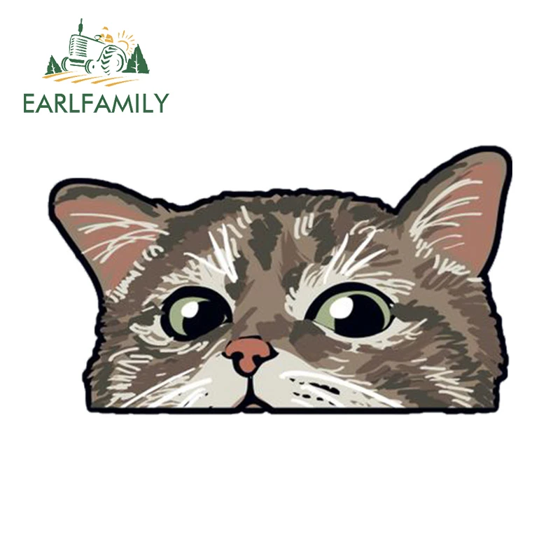 EARLFAMILY 13cm for Cute Cat Peek Car Stickers Waterproof Sunscreen Decals Car Door Protector Bumper Caravan Decor Car Goods