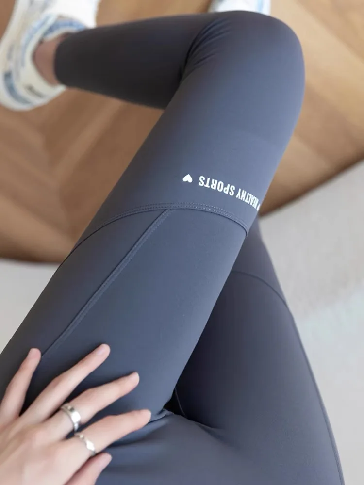 

High Waist Yoga Pants Women's Thin Tight Fitn Trousers Autumn Spring Nine Points High Waist Boting Pants ark Pants