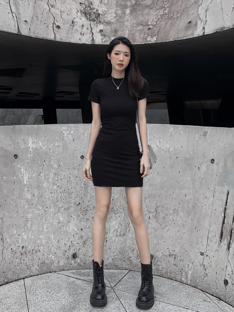 

Sexy Knitted Slim Fit Dr for Women Summer Ci Commute High Waist Bla Bodycon Skirt ort Sve round Neline S pe S...