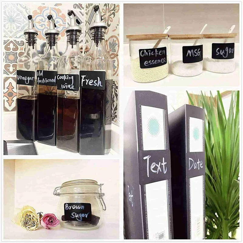 Wavy Shape Chalkboard Labels ,Erasable Reusable Rectangle Blackboard Stickers With 2 Liquid Chalk Pen,300 Pieces