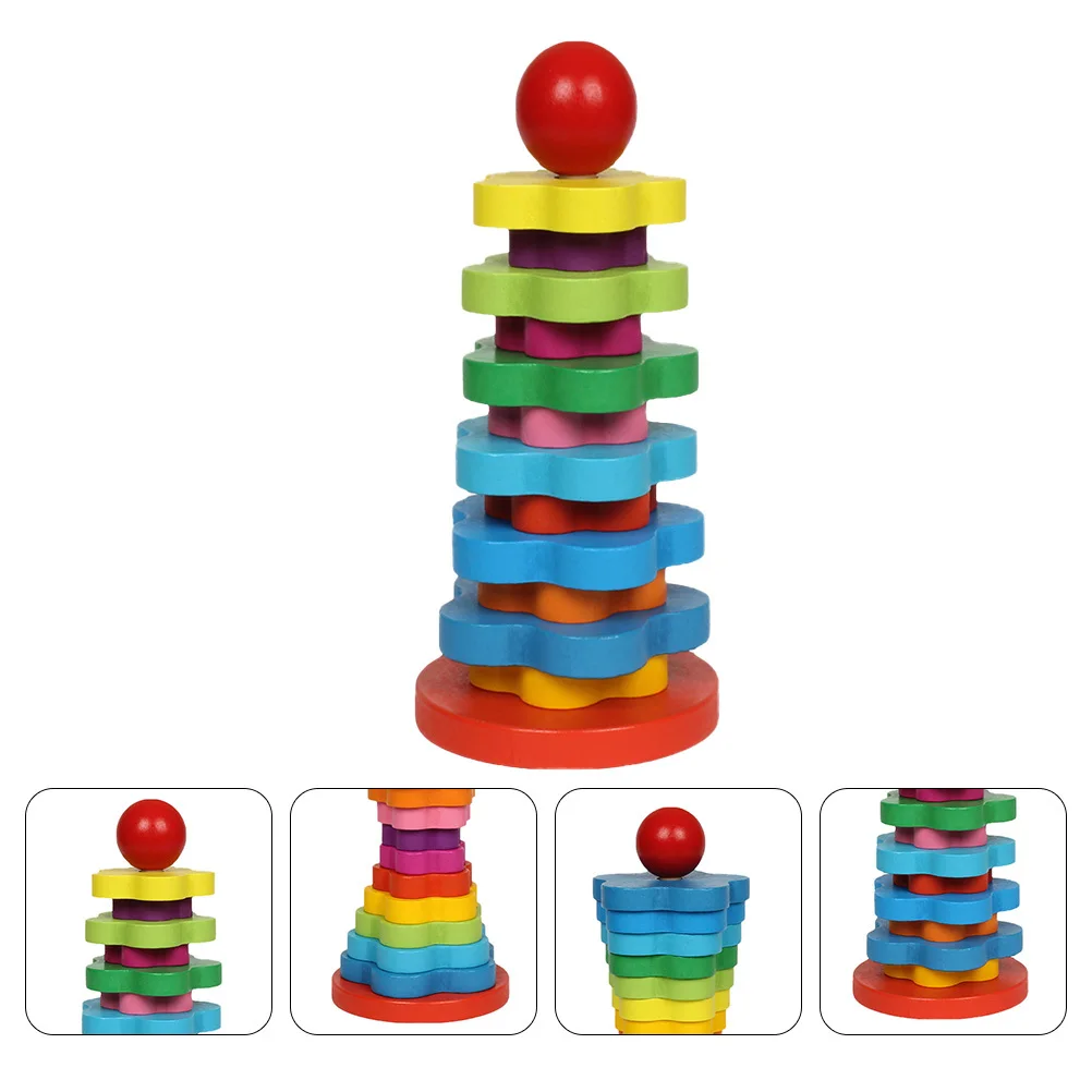 Vaguelly Gioco impilabile Set di giocattoli Blocchi di legno Colonna Set da gioco educativo per bambini