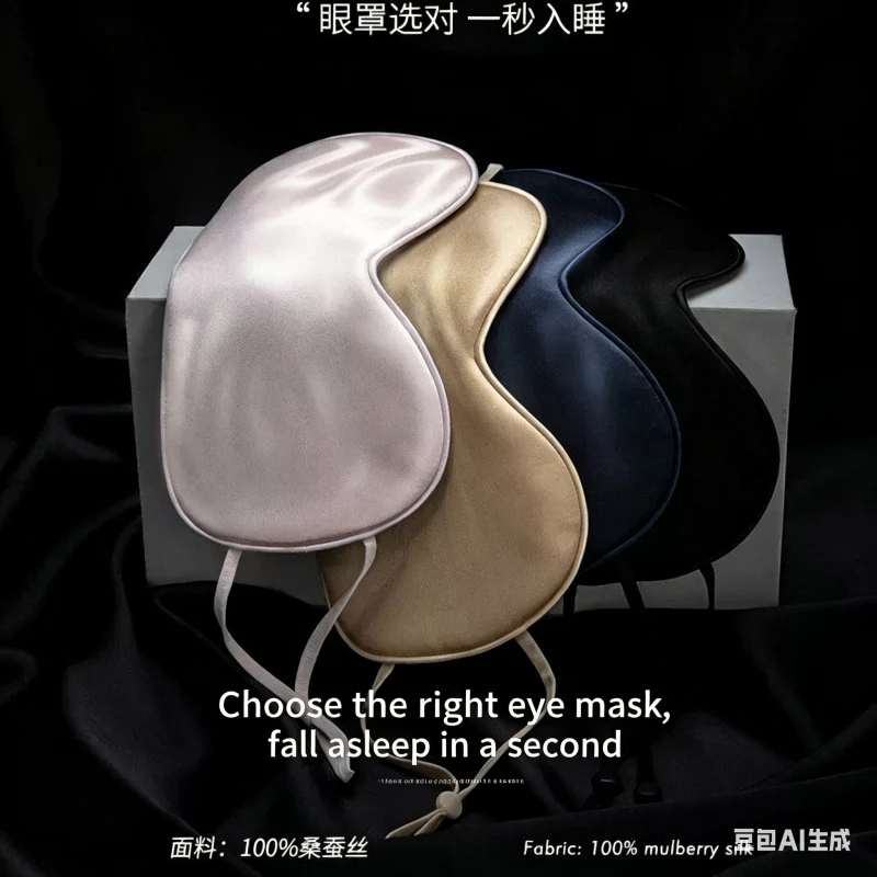 

Silk eye mask sleep hanging ear style double-sided mulberry silk shading ice cream to relieve fatigue,men's sleep eye protection