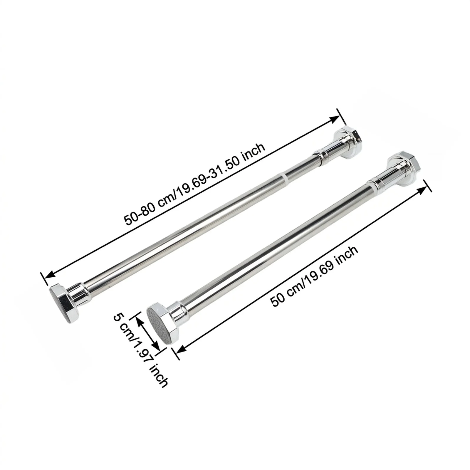Adjustable Stainless Steel Support Pole 50-80 cm for Cabinet Lift Arm Shelf Sofa Bathroom Vanity Leveling and Stability