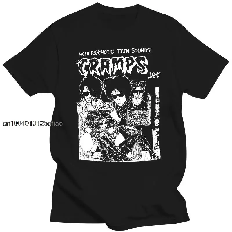 

Cotton Tee Shirts For Men Mens T-Shirt The Cramps Psychobilly Garage B Movie Horror Gig Poster Lux S 5Xl