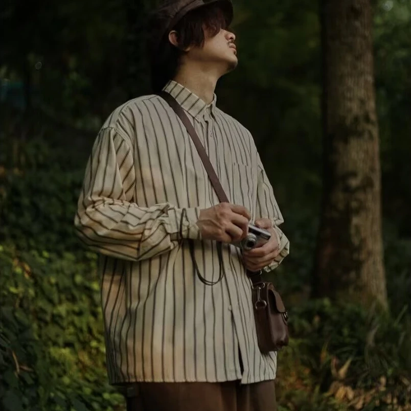 Autunno di grandi dimensioni 300 Pou New Sle da uomo Casual a righe irt Long Sve Loose Fit Faionable American Sle Top