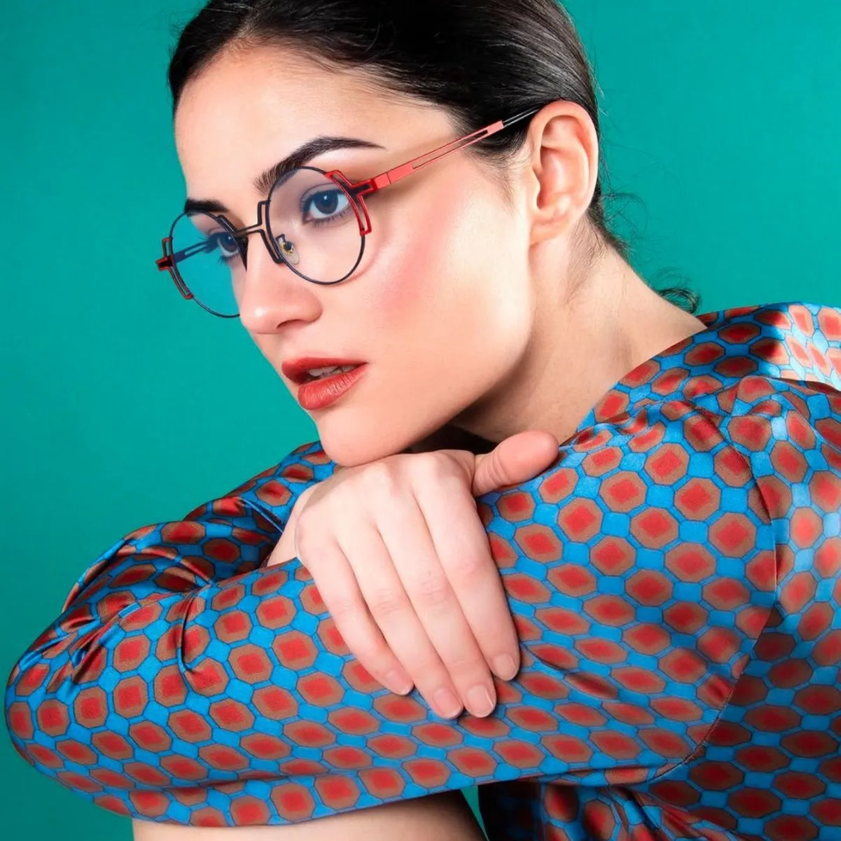 جديد ريترو جولة الجوف المعادن البصريات وصفة طبية نظارات المرأة العصرية وهمية نظارات مكافحة الضوء الأزرق قصر النظر النظارات #3