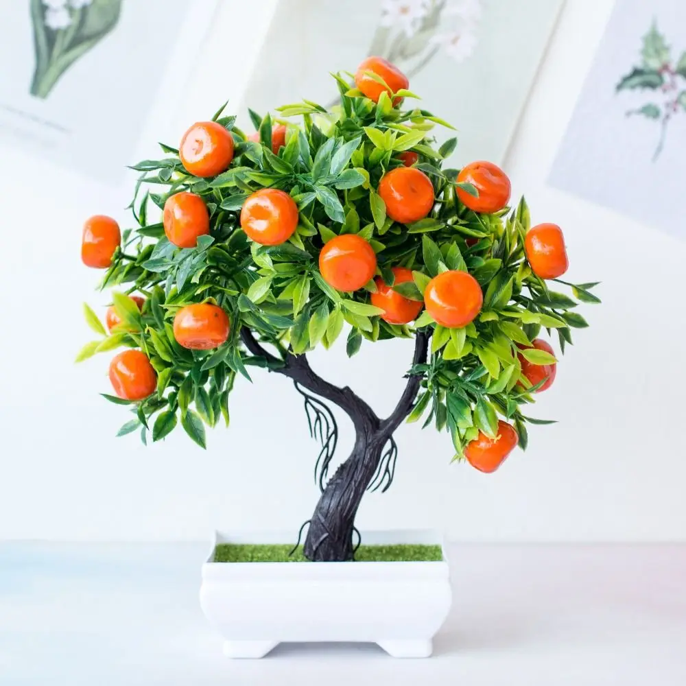 1 PCS Creative Artificial Orange Tree Durable Plastic Fruit Plant Potted Simple Handmade Simulation Tree Ornaments