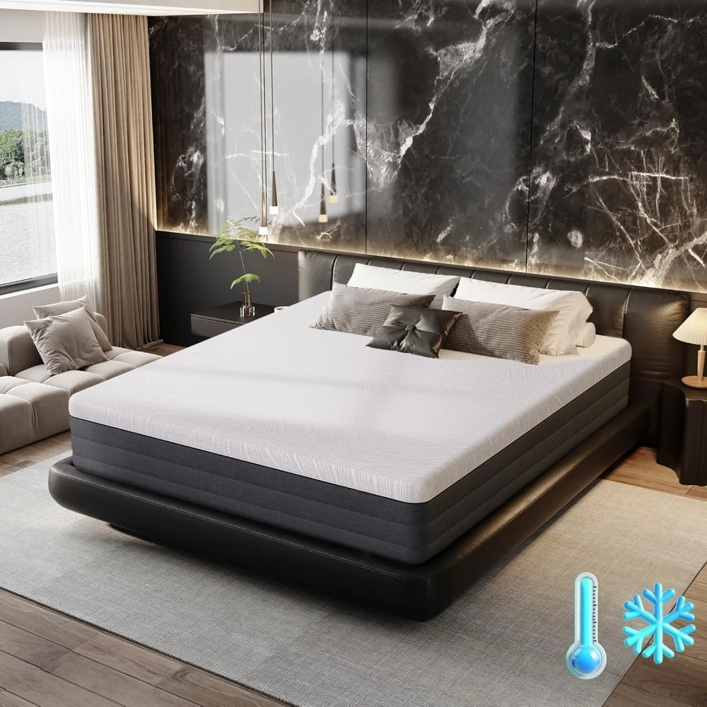

12 Inch Queen Size Mattress, Cooling Gel Memory Foam Bed Mattresses In A Box, Cool Touch Surface, Medium Feel, Ergonomic Suppor