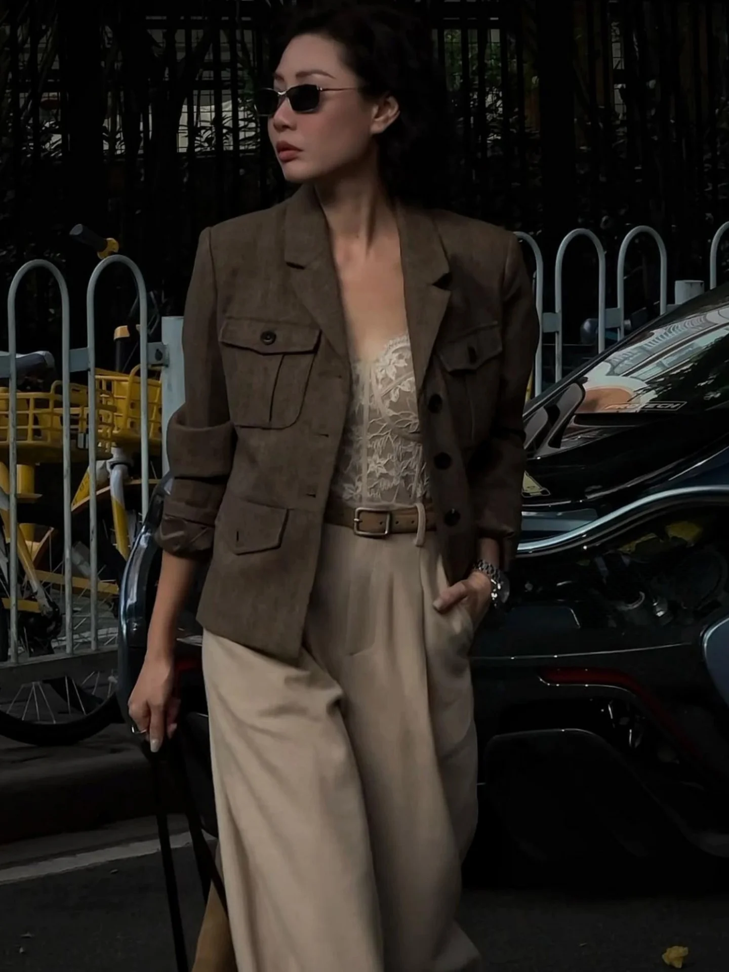 

Retro Luxury Sle Open Cardigan Women's Faion Top Unique Ele Design Midweight Winter Outerwear Korean Sle Long Sve