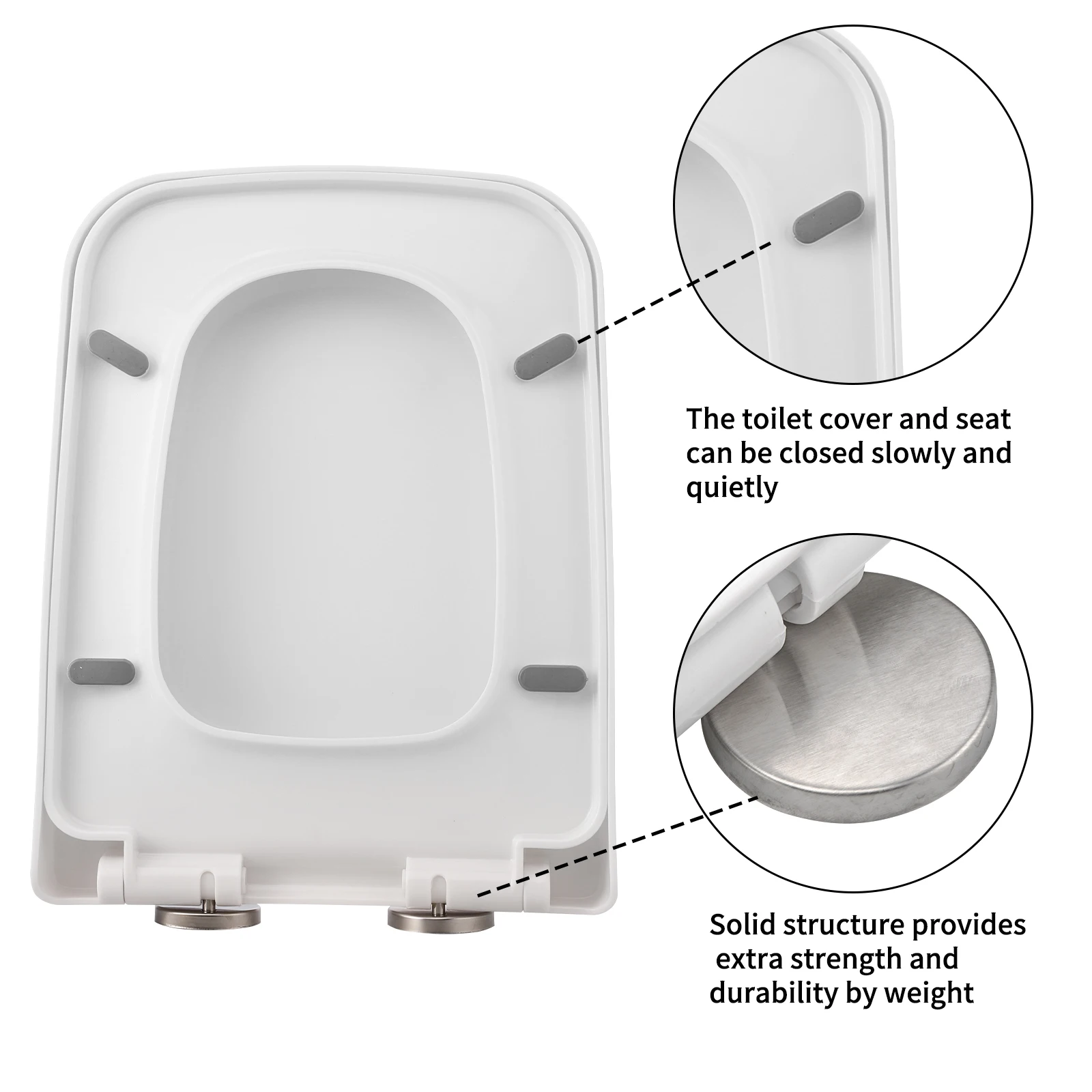 Rounded corner square 04A-PP toilet seat cover thickened for household use (34cm wide, 42-48cm long)