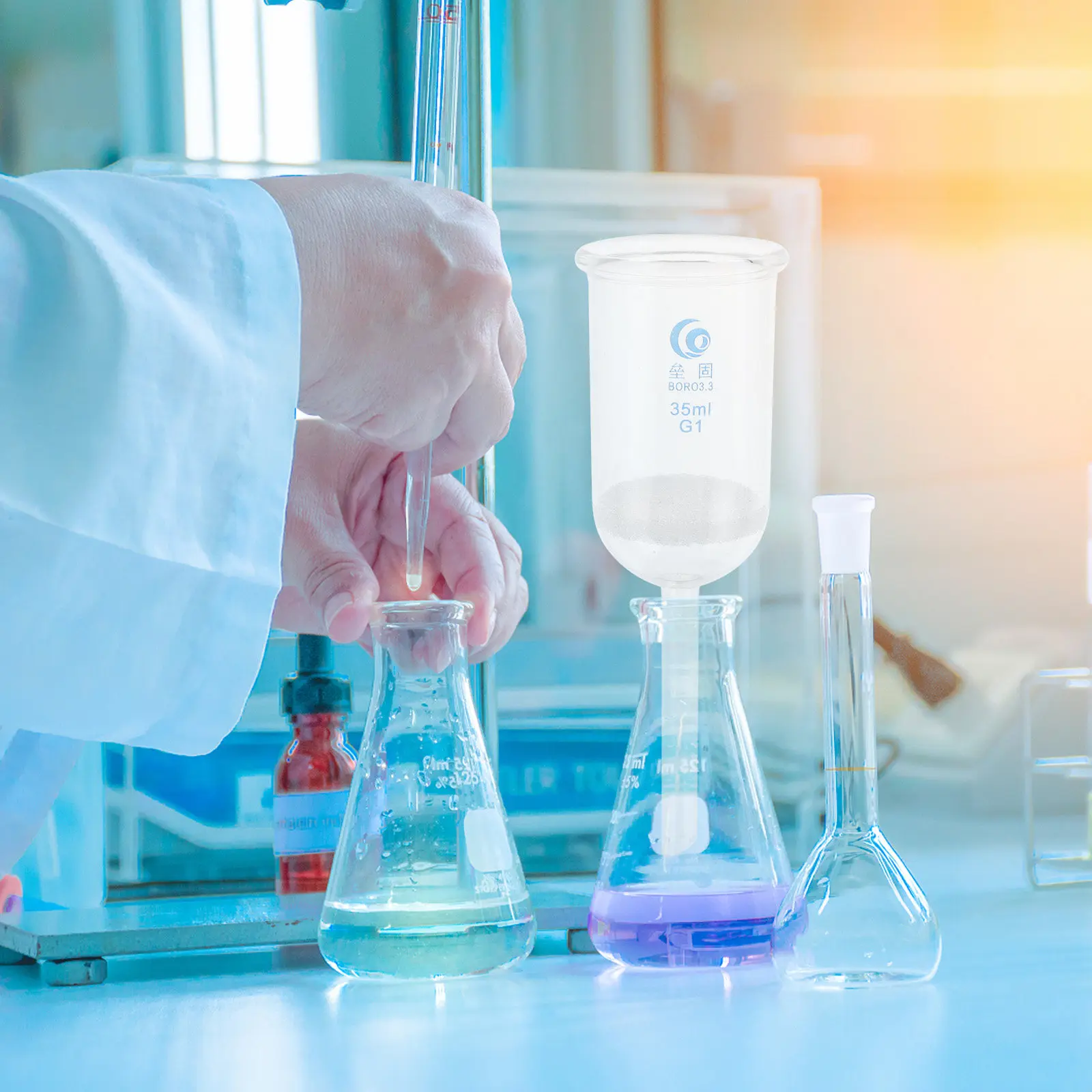 

Стеклянная воронка 100 мм, кислотостойкая, с высокой химической стойкостью, низким коэффициентом теплового расширения, для экспериментов, фильтрации, с песчаным сердечником