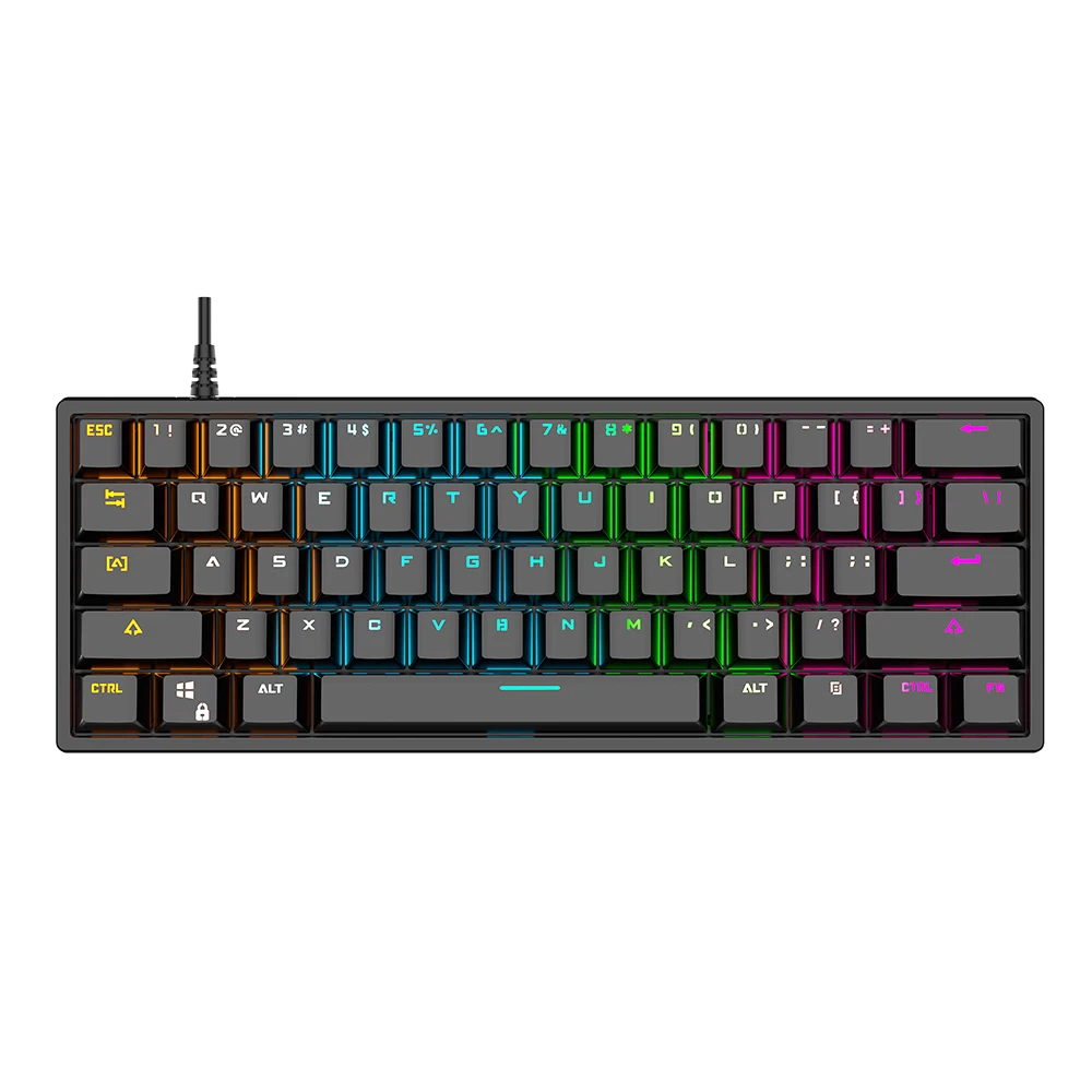 BAJEAL G101 Mechanical Keyboard 61-key Gaming Keyboard Blue Switches RGB Backlit Durable and Compact Design For PC Laptop