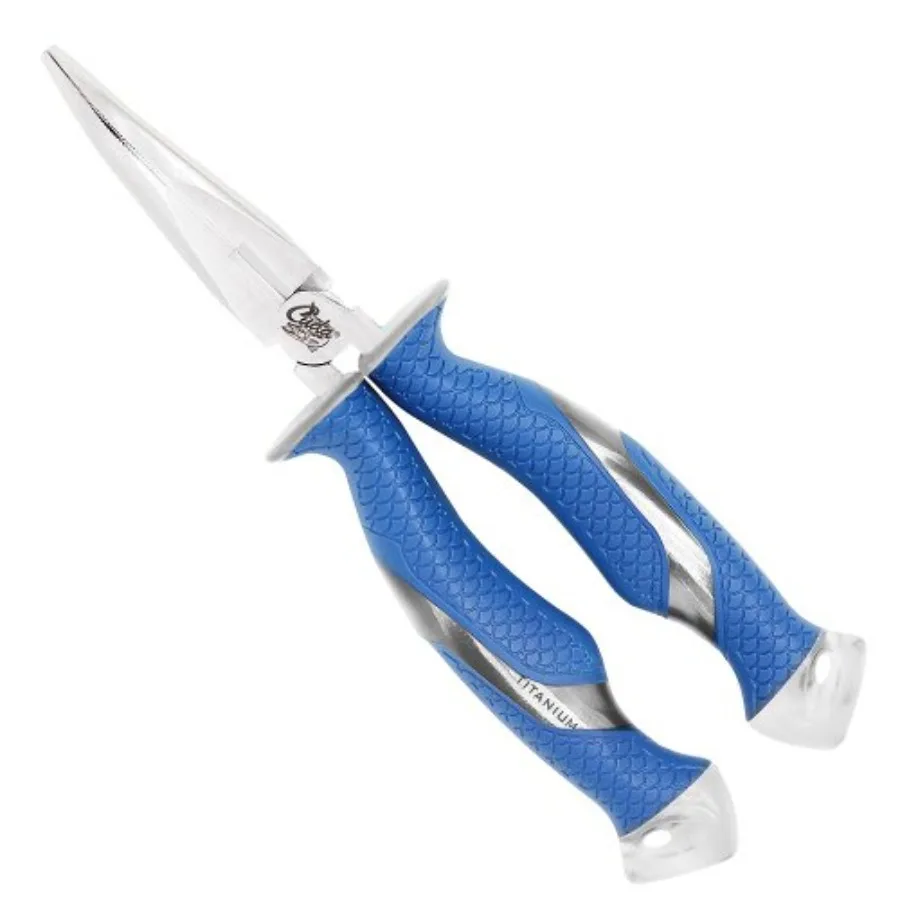 

8.5" Bent Needle Nose Pliers Durable Steel Titanium Bonded Fishing Wire Mono and Fluorocarbon Cutter with Non-slip Grips For Sa