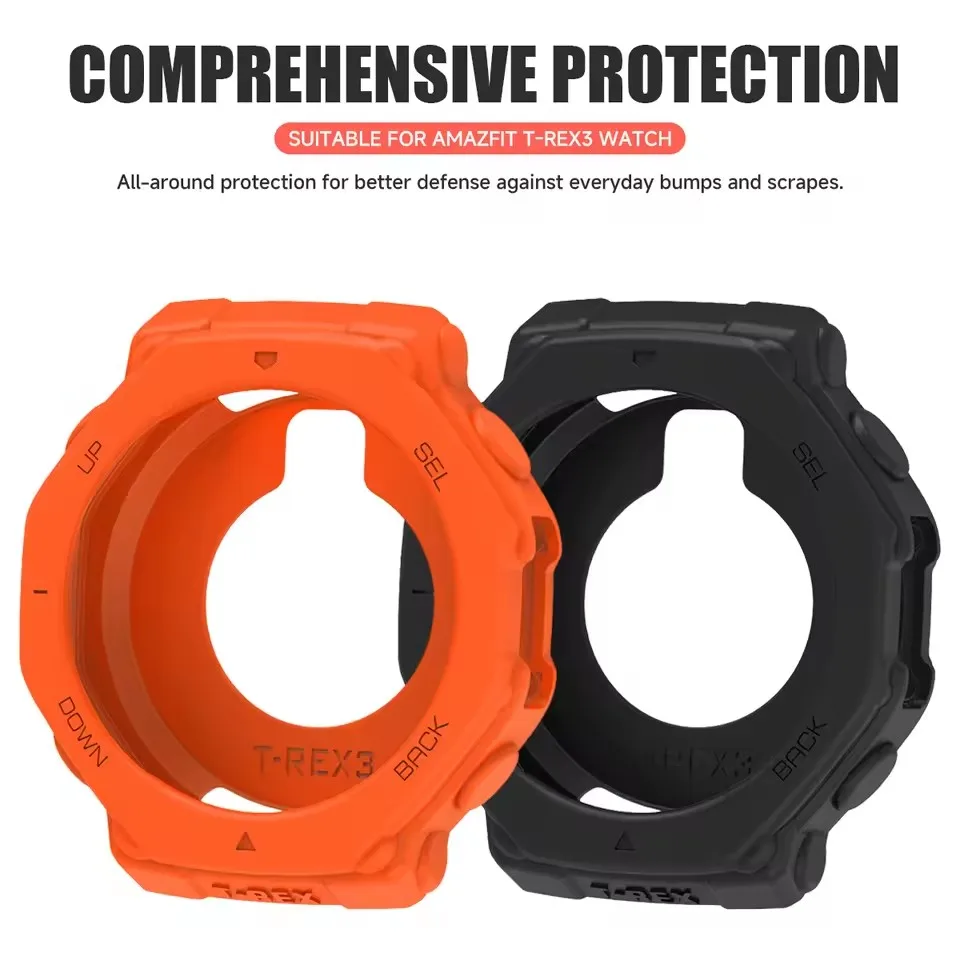 Case Cover Soft TPU Bumper Rugged Shock Proof Protective Shell for Amazfit T-rex 3 Smart Watch