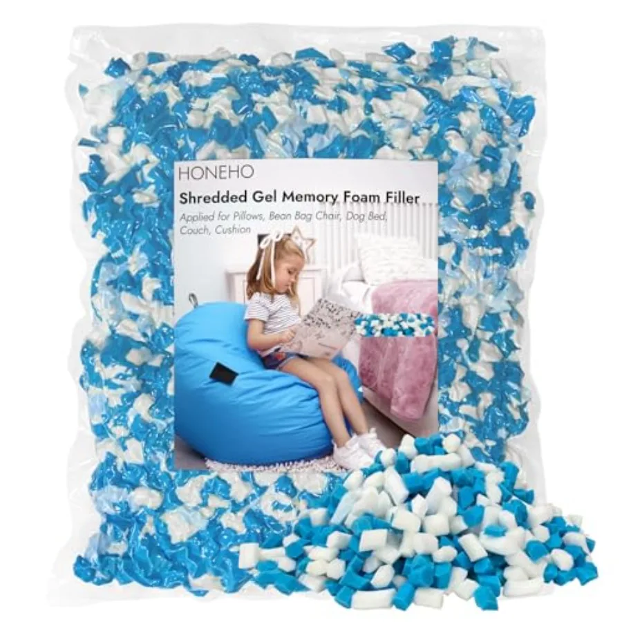 5LBS Shredded Memory Foam Filling Bean Bag Filler Added Gel Particles Comfortable and Soft Very Suitable for Filling Bean Bags