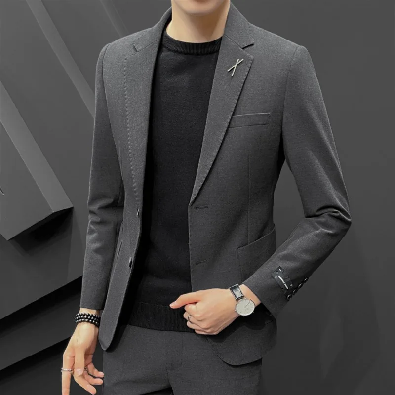 3-B38   Men's Business Casual Gray Small Suit suit Korean Style Dress Wedding Groom High-end Suit Jacket