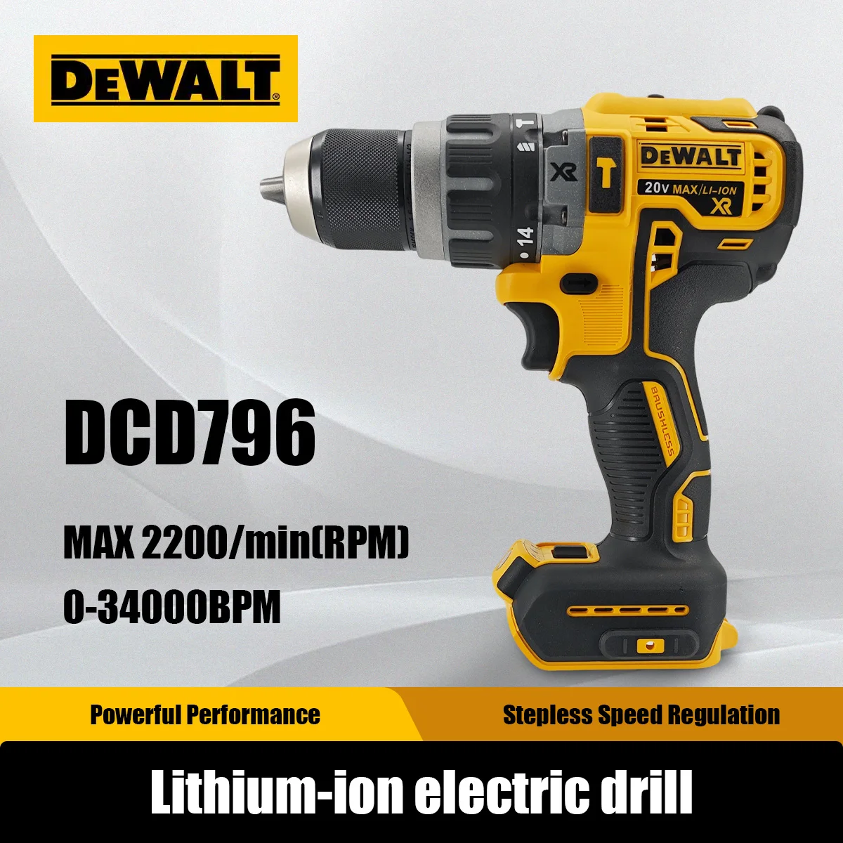 

Аккумуляторная бесщеточная ударная дрель DEWALT DCD796 20В, портативная, компактная, перезаряжаемая, электроинструмент