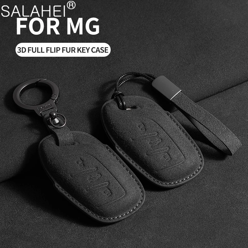 

Suede Car Key Case Cover Key Bag Shell Holder Full Protection For MG ZS EV MG6 EZS HS EHS 2019 2020 Keychain Styling Accessories