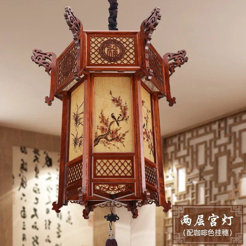 

Chinese style solid wood palace lantern antique outdoor balcony Chinoiserie chandelier relocation villa gate ancestral temple