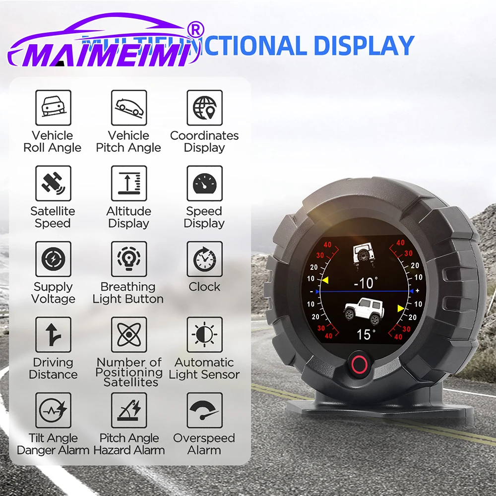 X95 Car GPS Head Up Display Car Pitch Slope Angle Meter Altitude Latitude 4x4 Inclinometer Speedometer MPH KMH For all Car