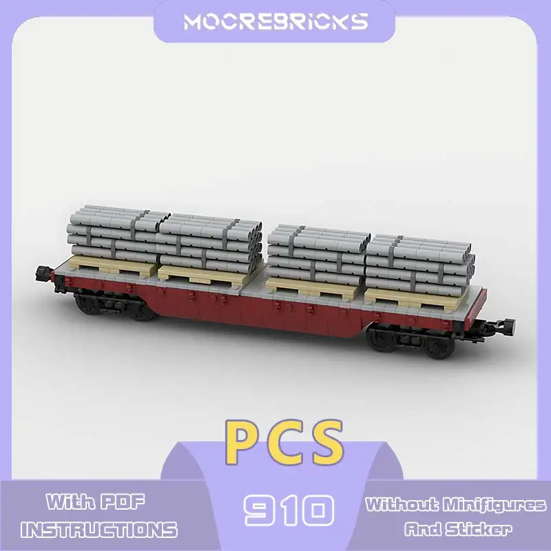 

New Flatbed Railcar Model Creative Bricks Pipeline Transport Vehicle Building Block City Toy Kids Hands-on Training Ability Gift