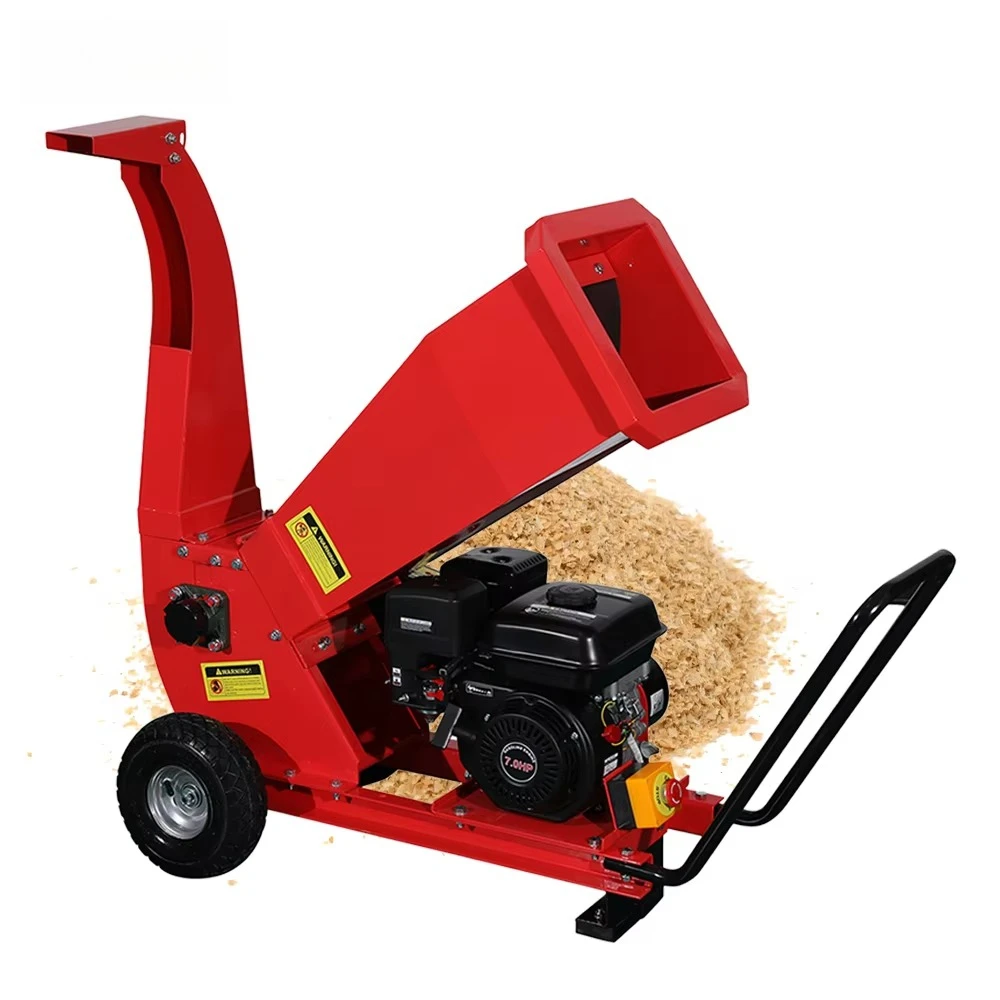 Trituradora de Madera Portátil de 7hp y 3600 RPM, Trituradora de Bambú y Palets de Madera de Alta Calidad de 212CC
