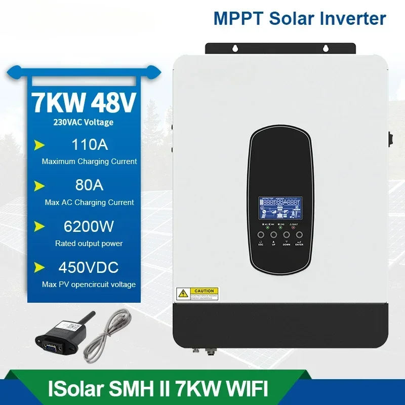 YYHC Hybrid Solar Inverter 7KW 48V Photovoltaic Hybrid Inverter 230VAC Max PV 450V Build in 110A MPPT Charger