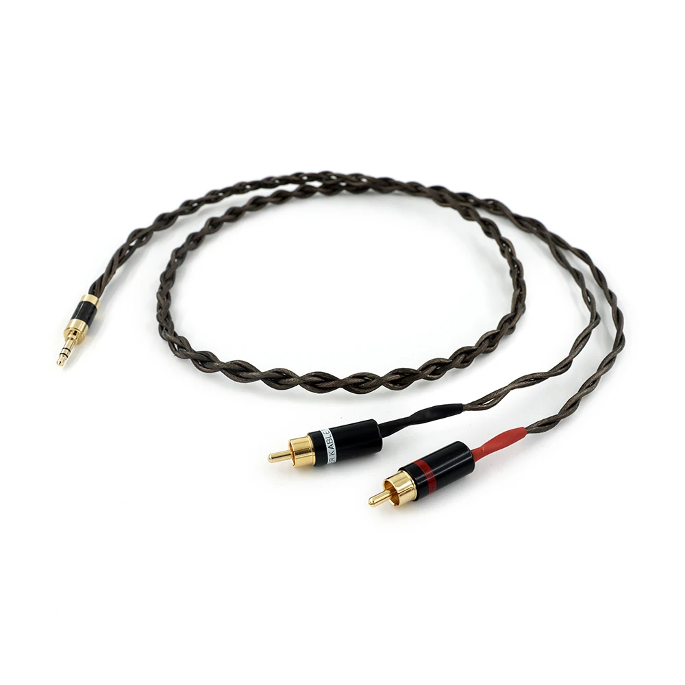 プロオーディオ 3.5mm-2RCA ケーブル - 極低温処理された 50μm Ag メッキ OFC、デュアルシールド付き ​